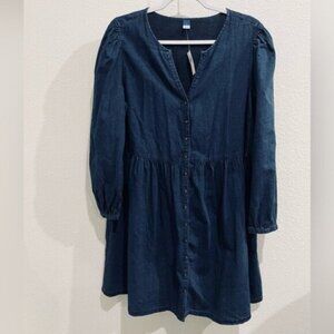 Old Navy Dark Blue Denim Button-Front Mini Dress